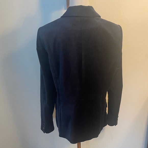 White House Black Market Double Breasted  Navy Velvet  Trophy Blazer Size 14 - Picture 2 of 7